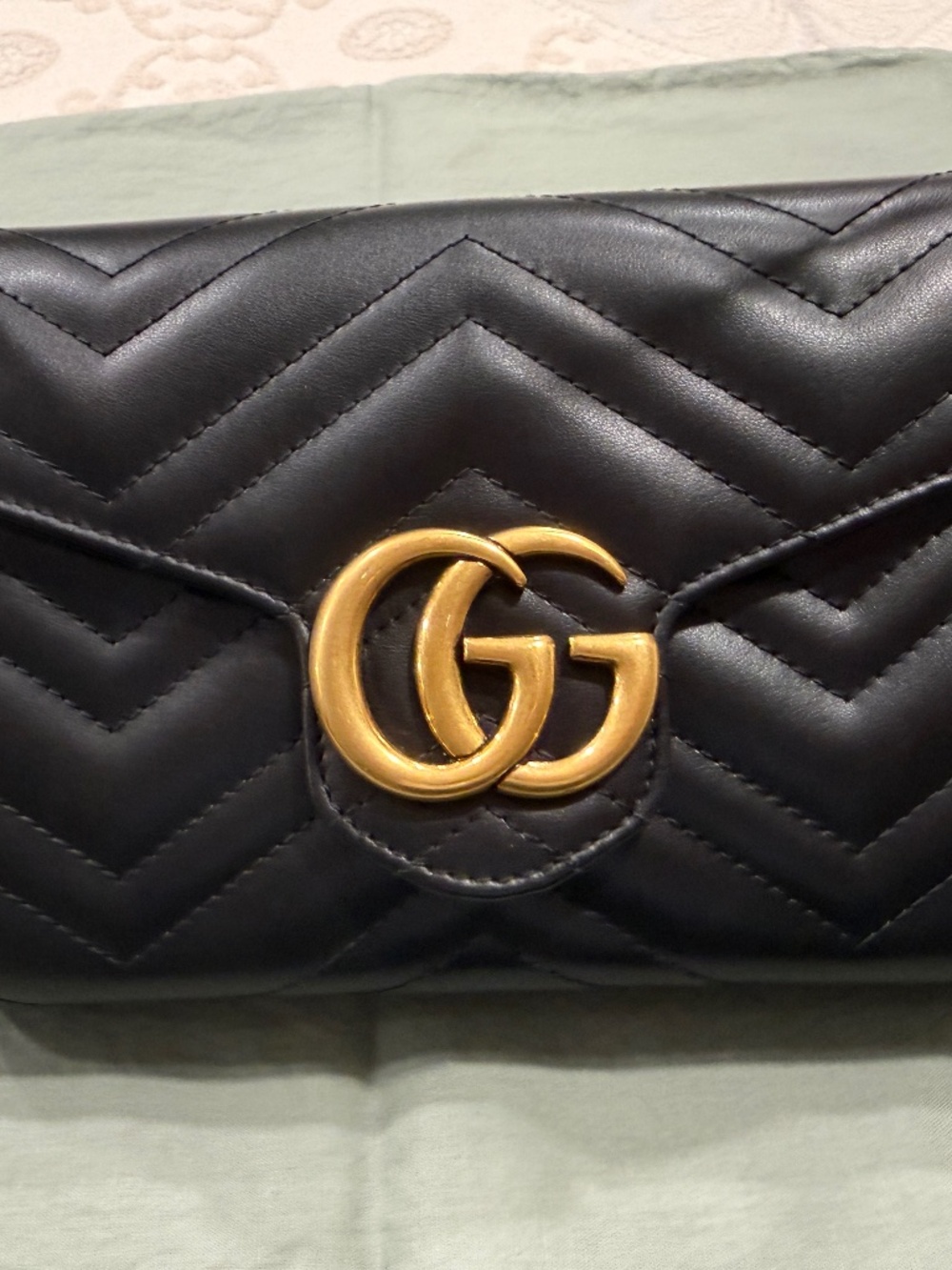 Gucci GG Marmont Snap Closure Crossbody Mini Black Leather Bag